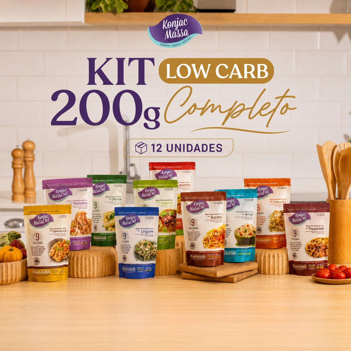 Kit Konjac Massa® Low Carb 200g - 12 Unidades - Linha Completa