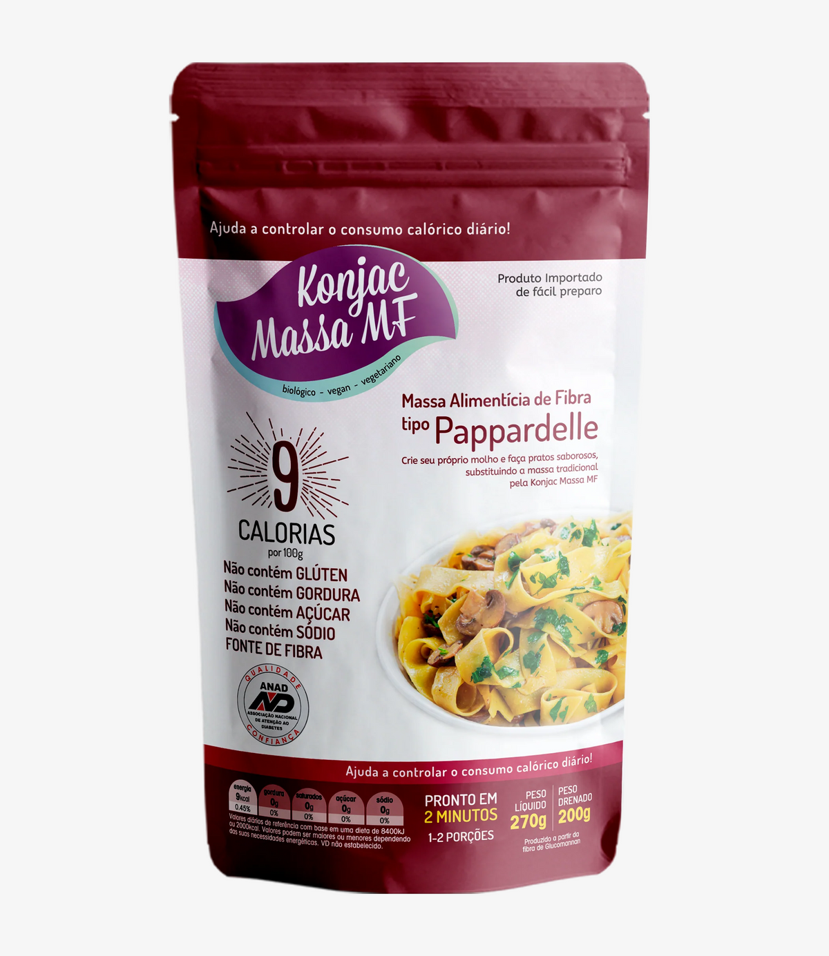 Pappardelle Konjac Massa MF Baixo em Carboidratos